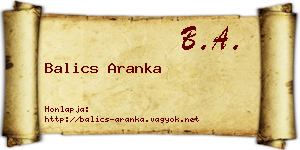 Balics Aranka névjegykártya